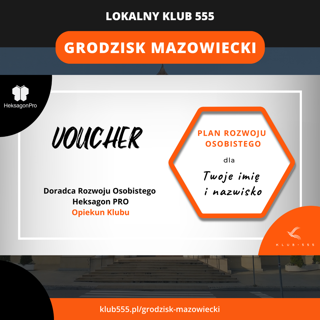 Voucher na Plan Rozwoju Osobistego w Lokalnym Klubie 555 Grodzisk mazowiecki